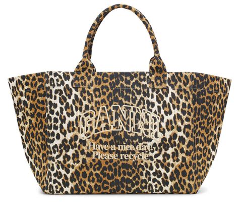 ganni leopard tote